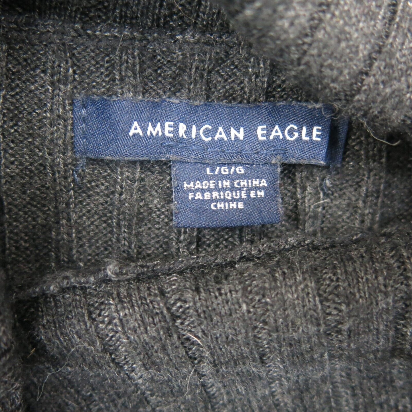 American Eagle Women Pullover Sweater Knitted Long Sleeve Turtle Neck Black SZ L