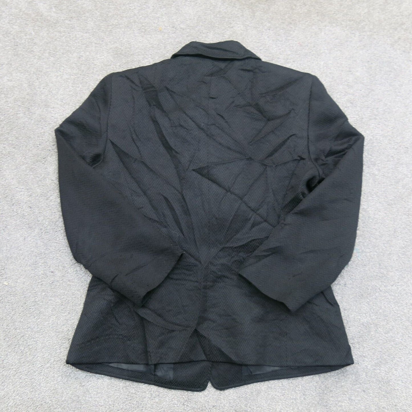 Tahari Womens Blazer Coat Single Breasted Long Sleeves Pockets Black Size 8P