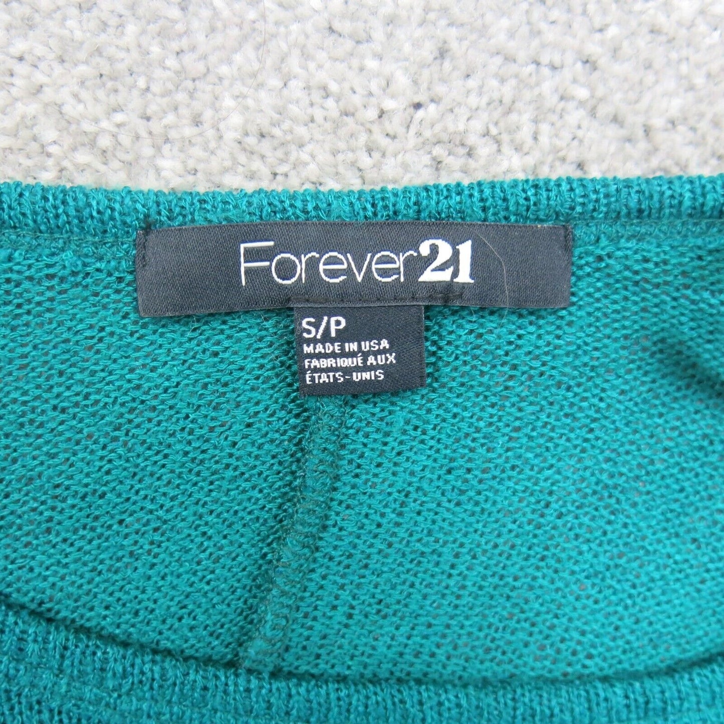 Forever 21 Womens Blouse Top Knitted Short Sleeves Round Neck Aqua Blue Size S/P