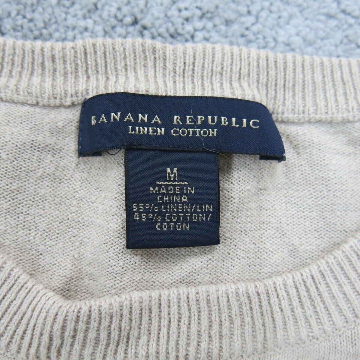 Banana Republic Womens Crew Neck Sweater Long Sleeve Beige Orange Size Medium