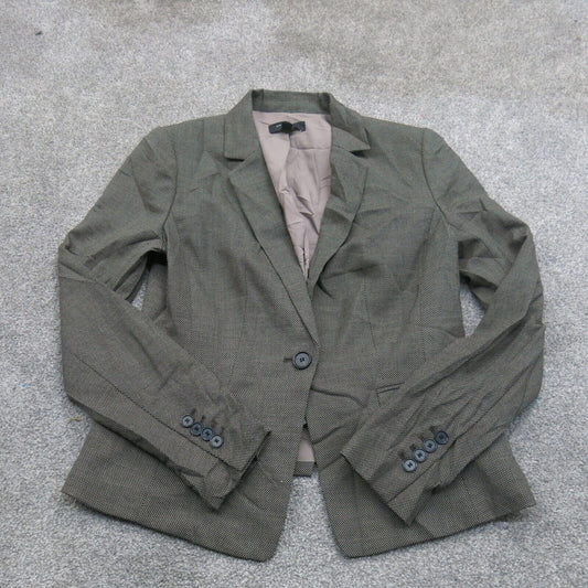 Ann Taylor Womens Blazer Coat Single Breasted Long Sleeves Clay Gray Size 4