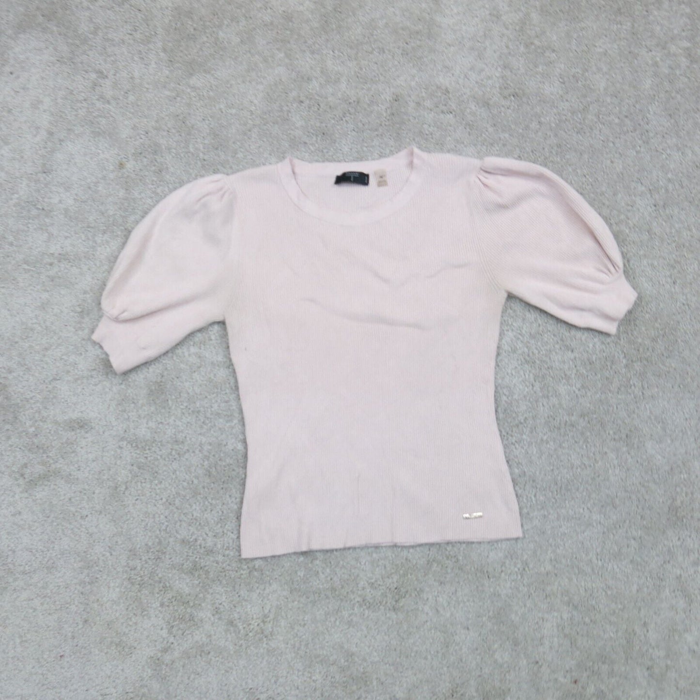 Tahari Womens Sweater Knitted Pullover 1/4 Sleeves Crew Neck Light Pink Size PM
