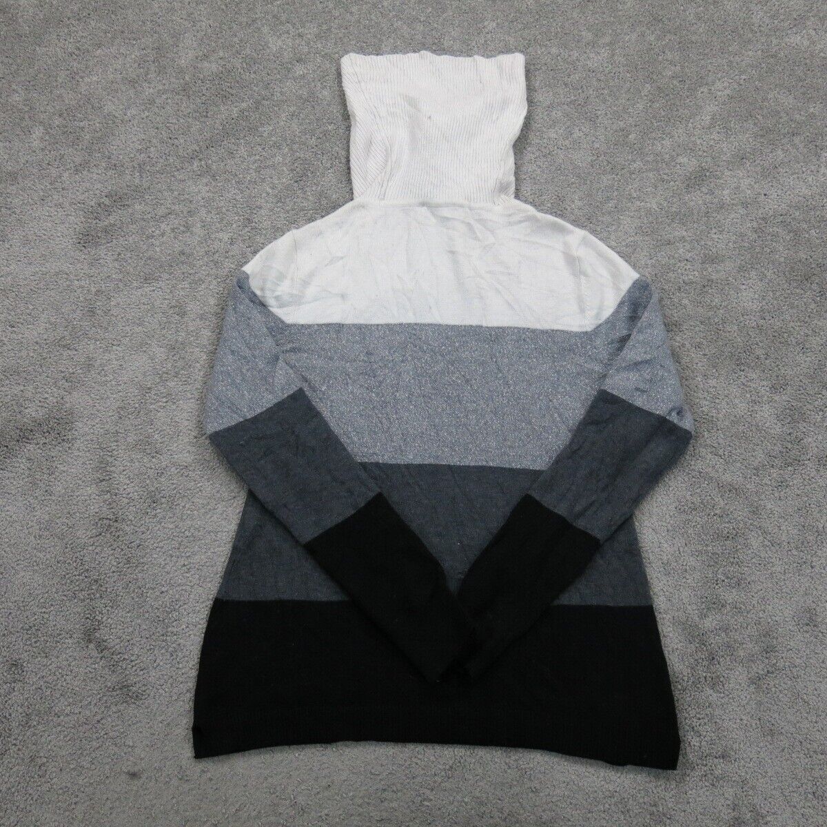 White House Black Market Women Pullover Sweater High Neck Gray Black Size Small