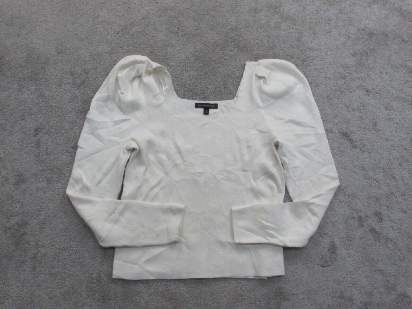 Banana Republic Womens Crop Sweater Pullover Knitted Long Sleeves White Size M