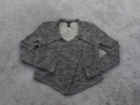 Ann Taylor Womens Cardigan Sweater Open Front Long Sleeves Gray Black Size XS