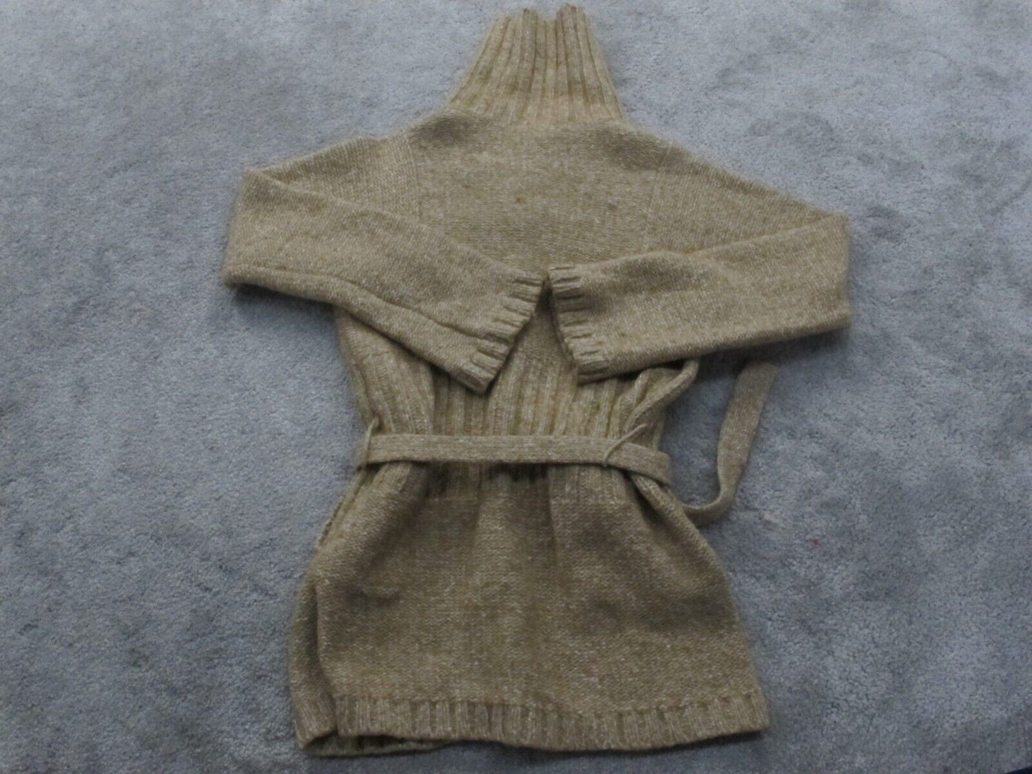 J. Crew Women Knitted Kaftan Robs Long Sleeves Tie Waist Beige Size Petite Small