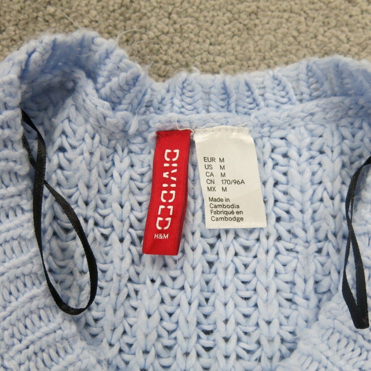 Divided H&M Womens Pullover Knitted Sweater Long Sleeve Crew Neck Aqua Blue SZ M