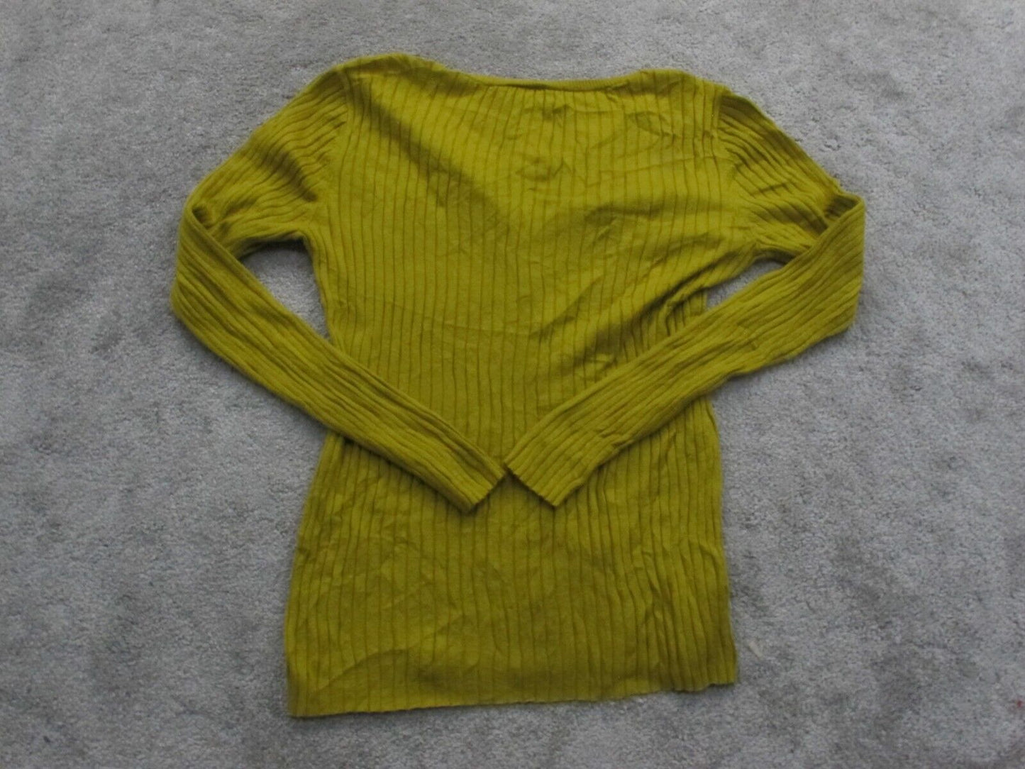 Ann Taylor Womens Pullover Knitted Sweater Long Sleeves Mustard Green Size Small
