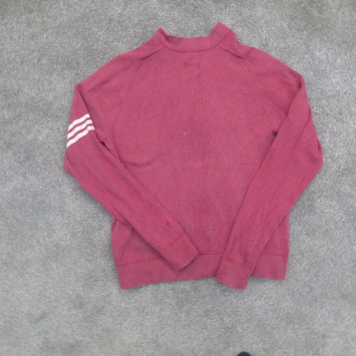 Adidas Womens Full Zip Up Sweater Long Sleeves 3 Striped Pink Size Medium