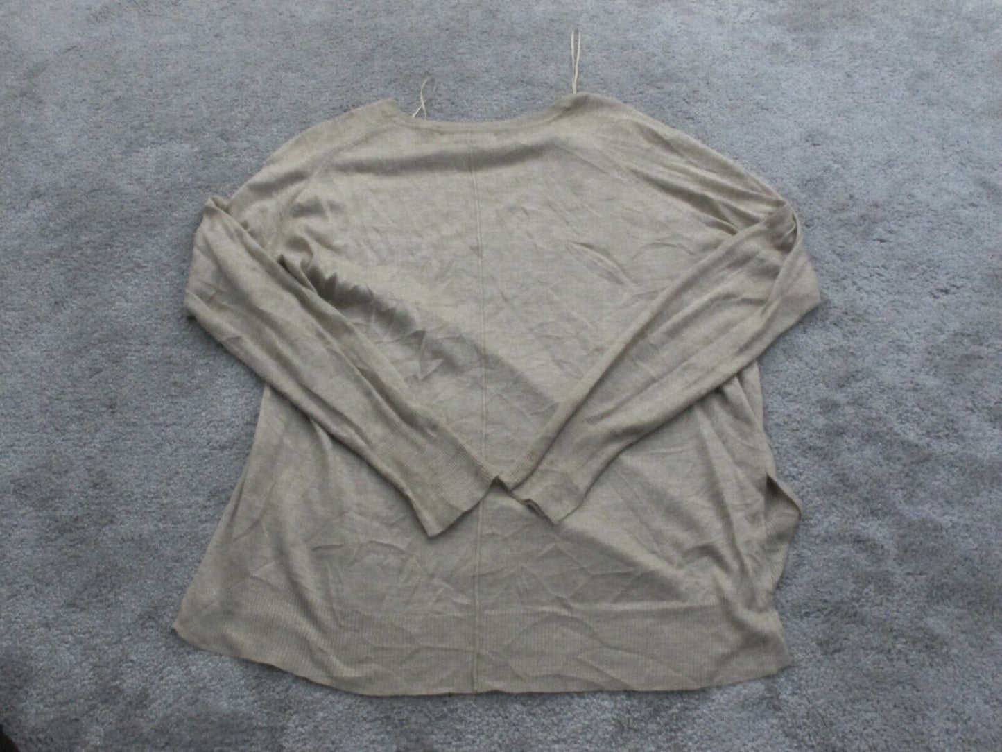 Zara Knit Womens Pullover Sweater Knitted Boat Neck Long Sleeves Beige SZ Small