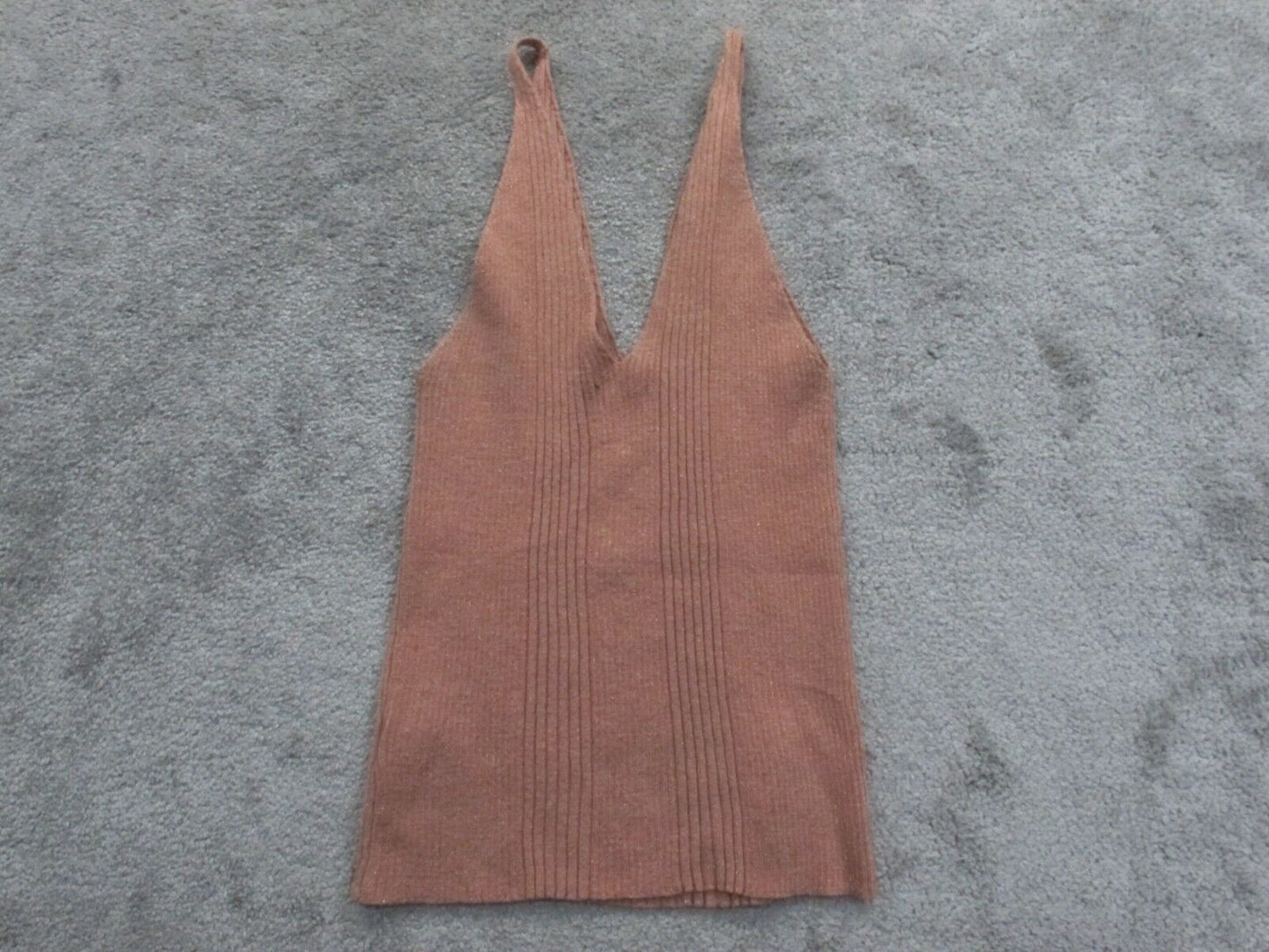 Forever 21 Womens Knitted Tank Top Sleeveless V Neck Nude Pink Size Large
