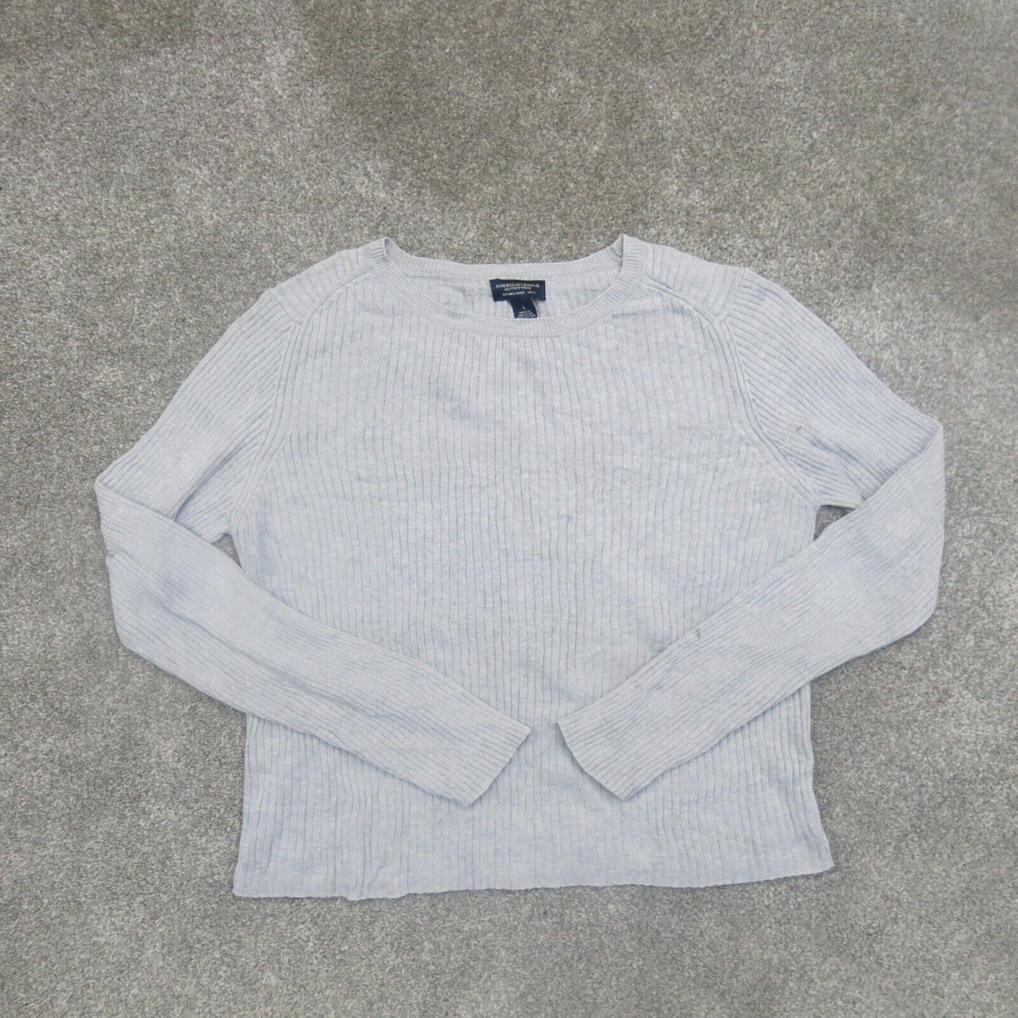 American Eagle Womens Pullover Knitted Sweater Long Sleeves Crew Neck White SZ L