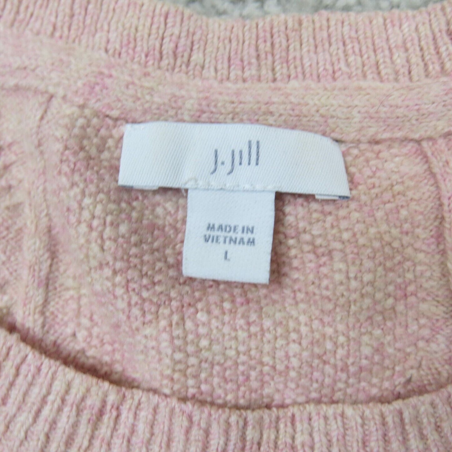 J. Jill Womens Pullover Sweater Crew Neck Long Sleeves Pink Peach Size Large