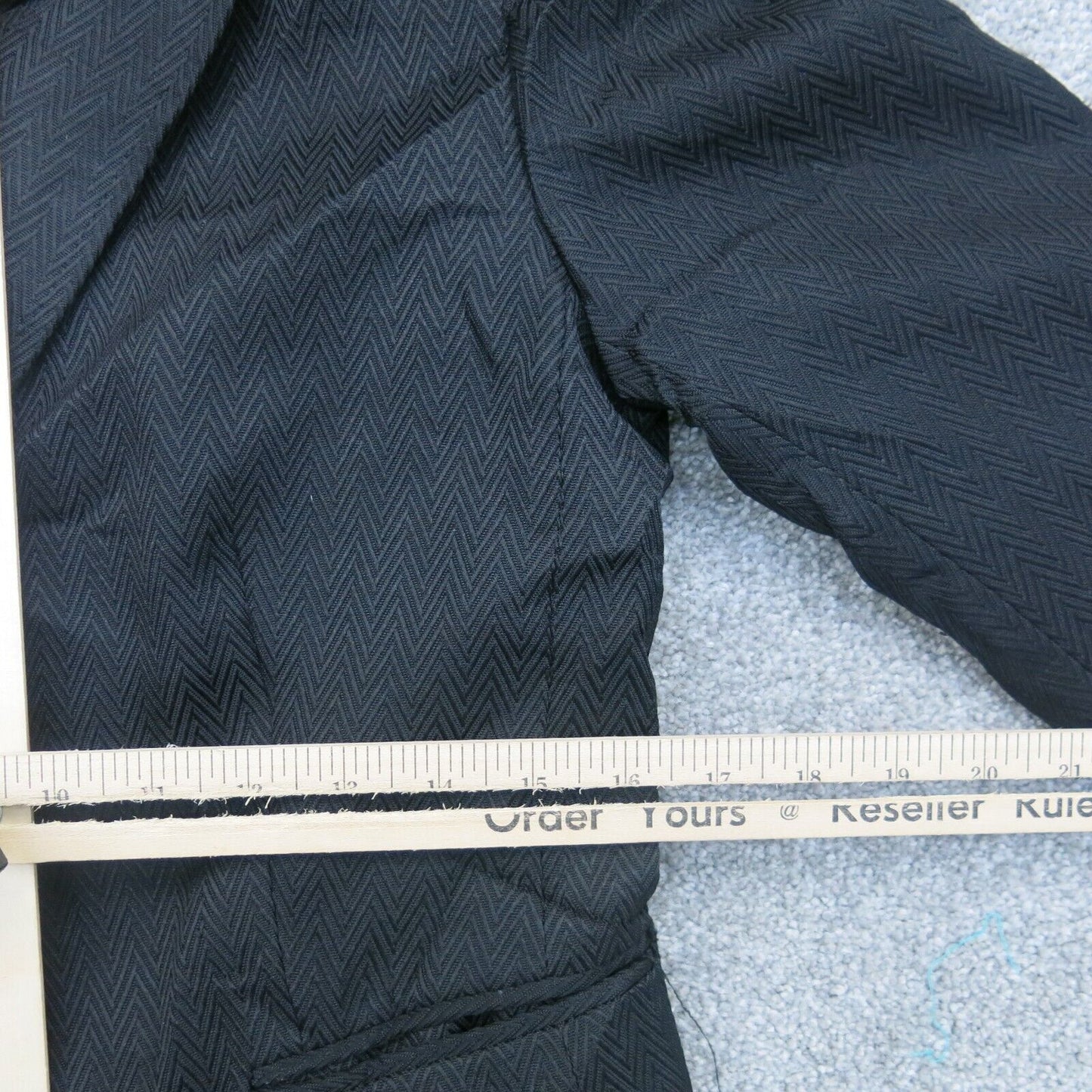 Tahari Womens Blazer Coat Single Breasted Long Sleeves Pockets Black Size 8P