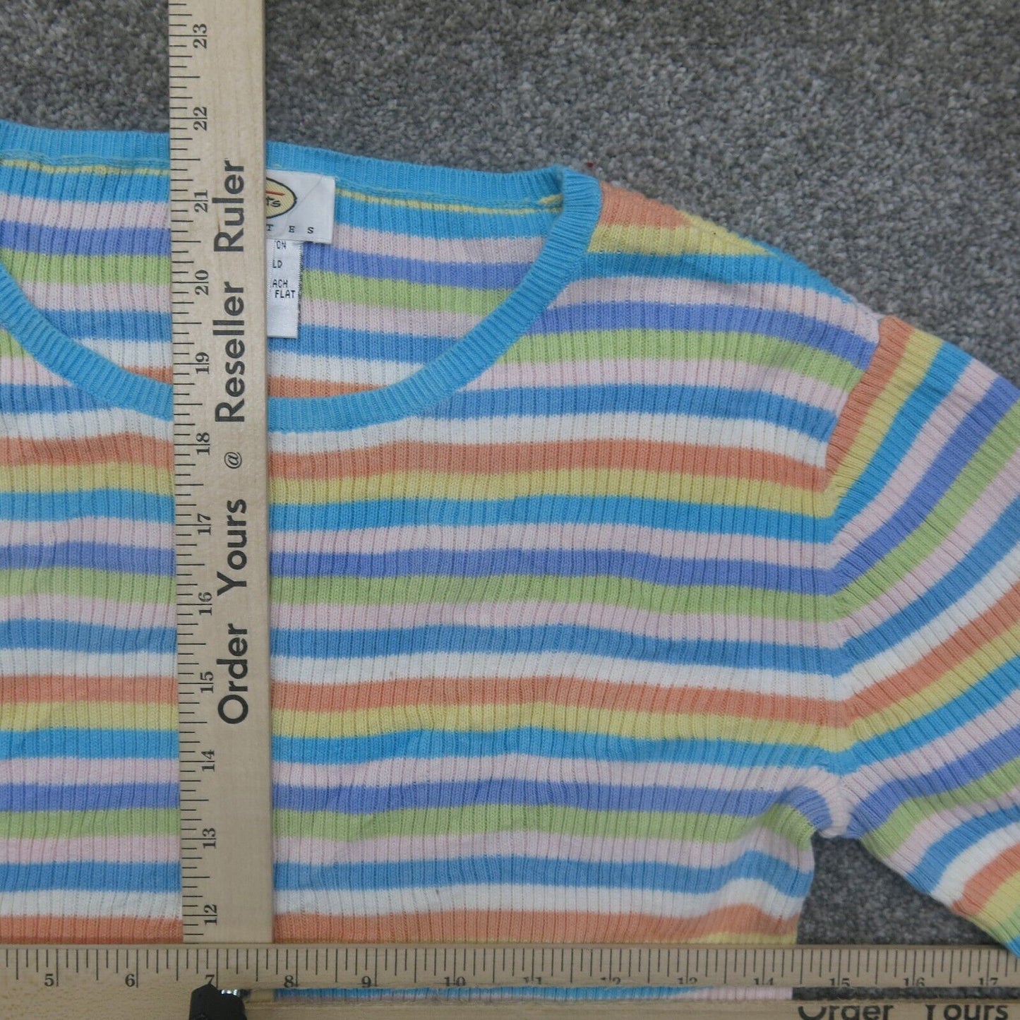 Talbots Petite Womens Pullover Sweater Striped Short Sleeves Blue White Size P