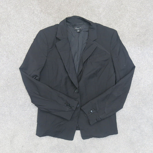 Ann Taylor Mens Blazer Coat Single Breasted Long Sleeves Pockets Black Size 8