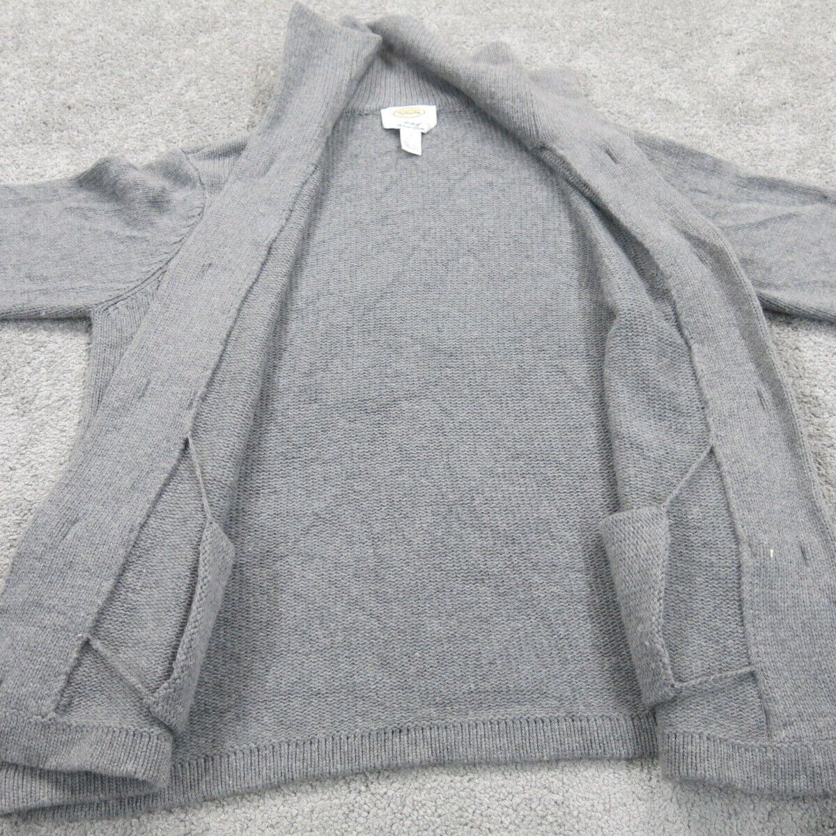 Talbots Womens Cardigan Sweater Knitted Long Sleeve Buckle Gray Size Small