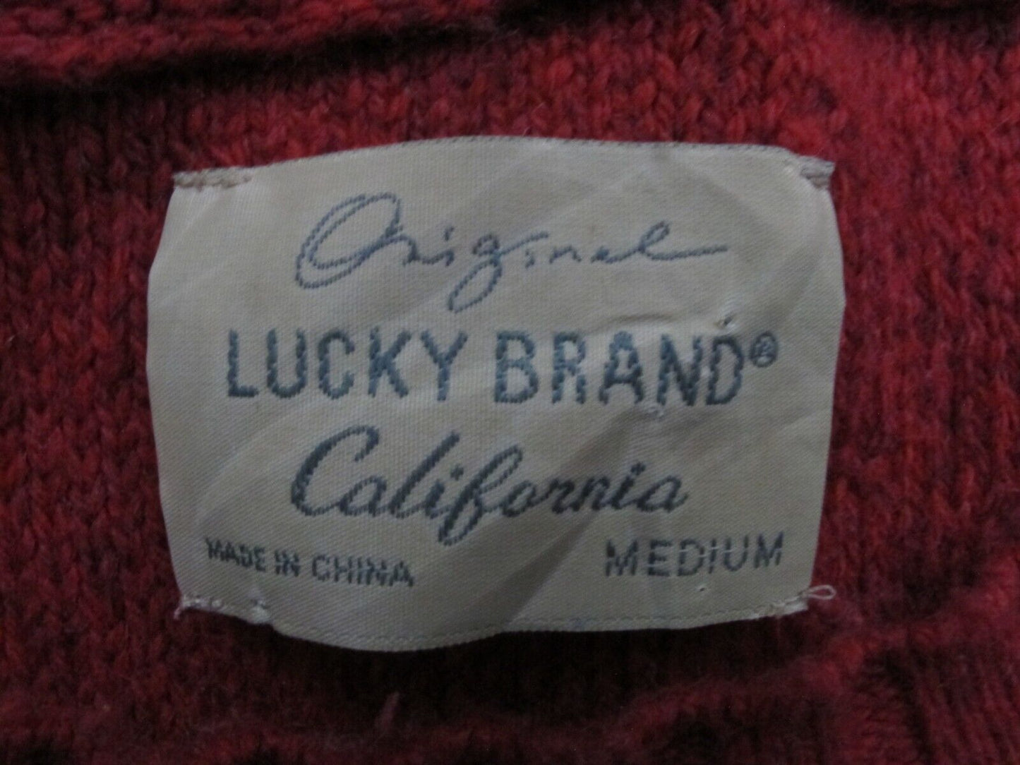 Lucky Brand Women Pullover Knitted Sweater Long Sleeve Crew Neck Red Size Medium