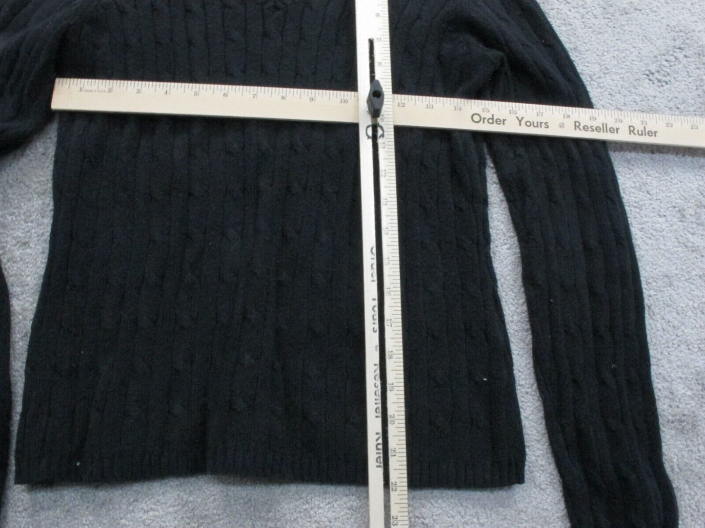 ST. Johns Bay Womens Pullover Knitted Sweater Long Sleeves V Neck Black Size S