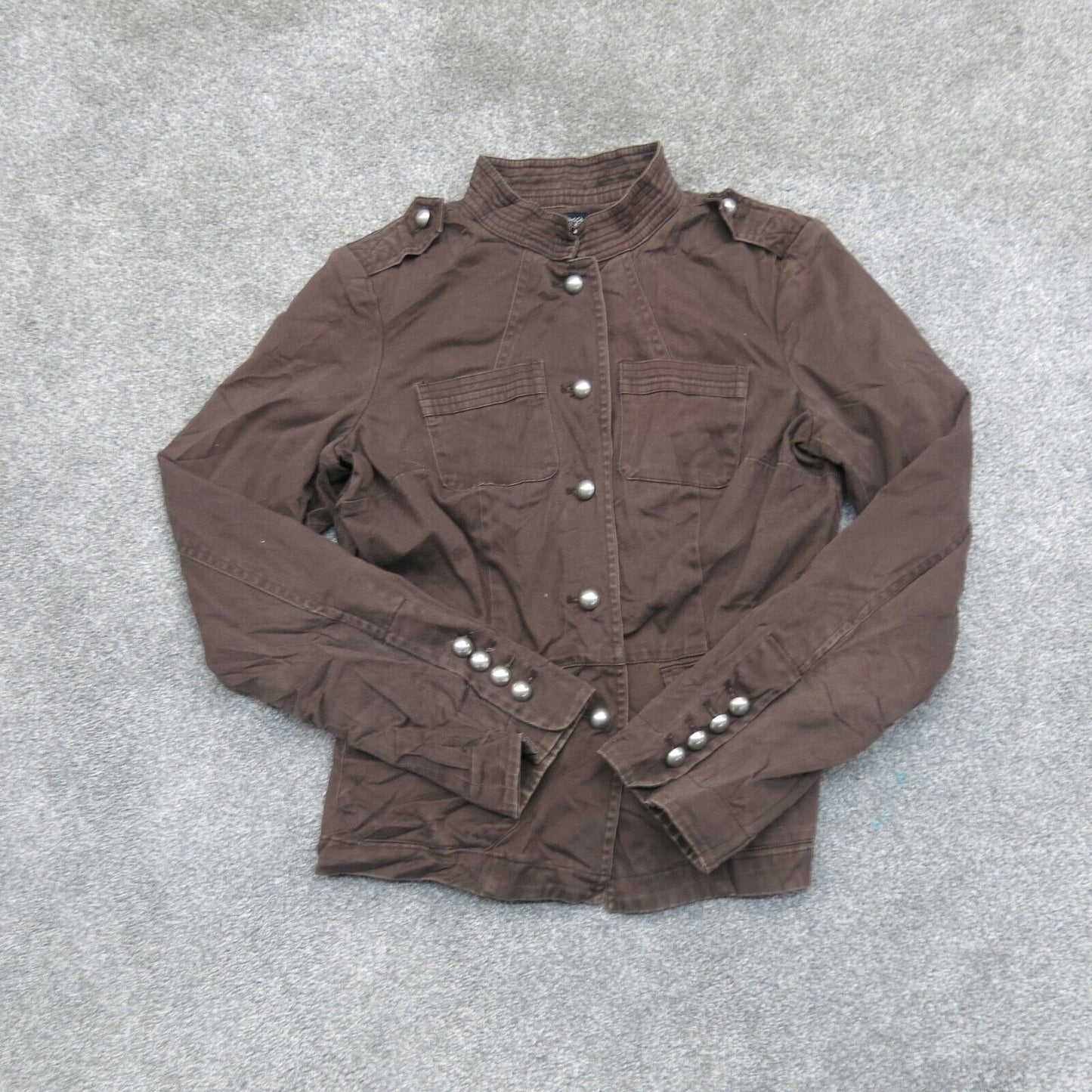 Mossimo Womens Shirt Jacket Button Up Long Sleeves Chest Pockets Brown SZ Small