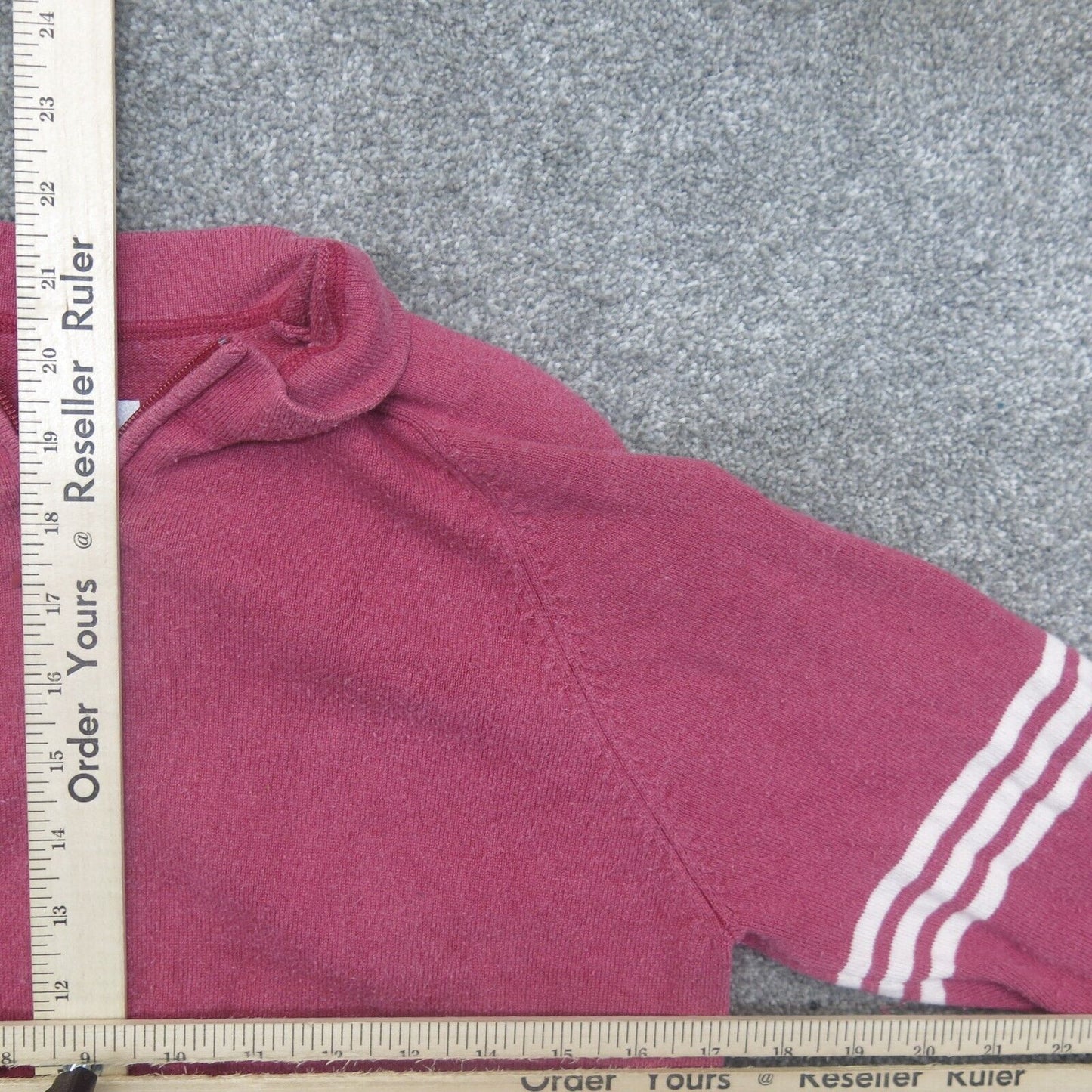 Adidas Womens Full Zip Up Sweater Long Sleeves 3 Striped Pink Size Medium