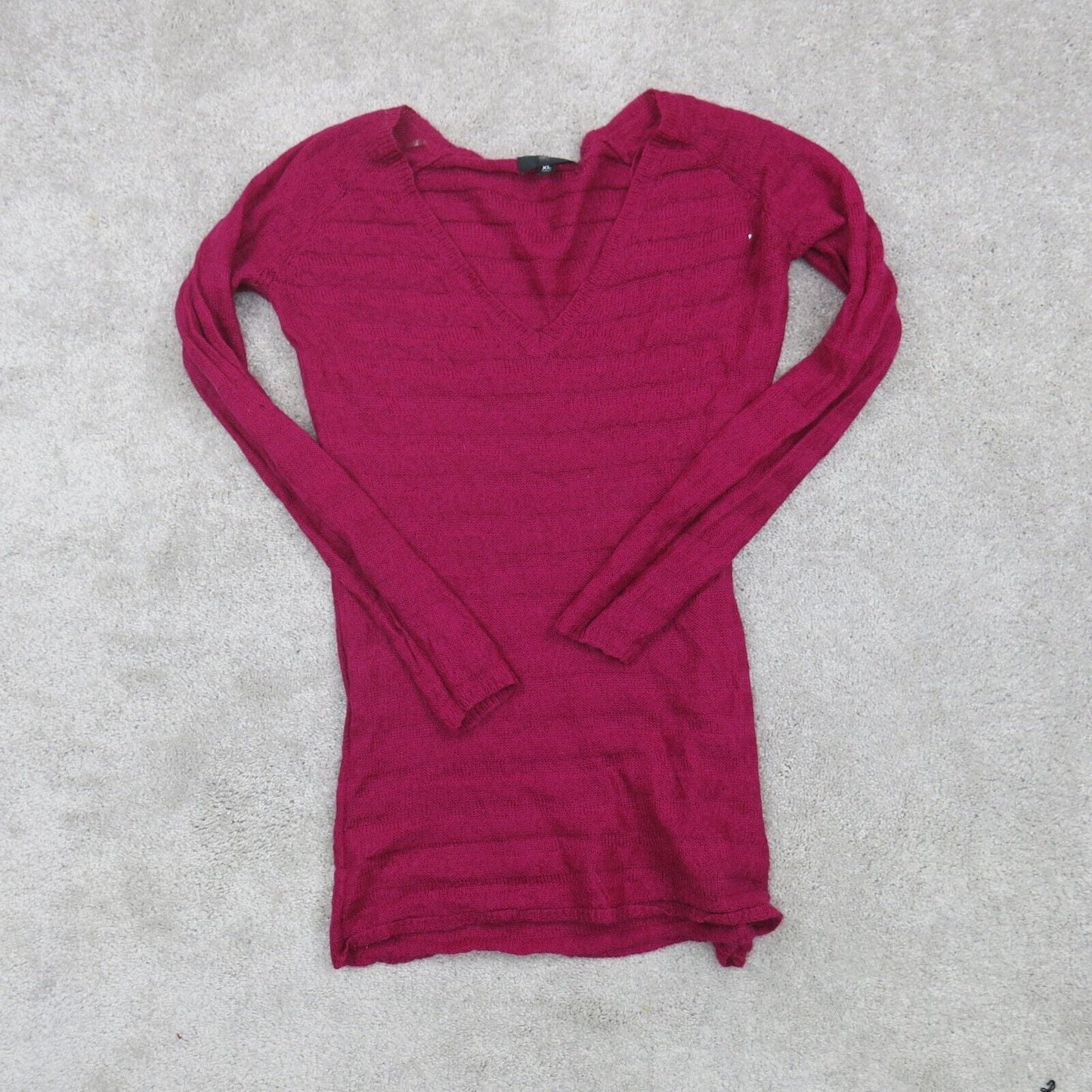 Mossimo Womens Sweater Knitted Pullover Long Sleeves V Neck Red Size X Large