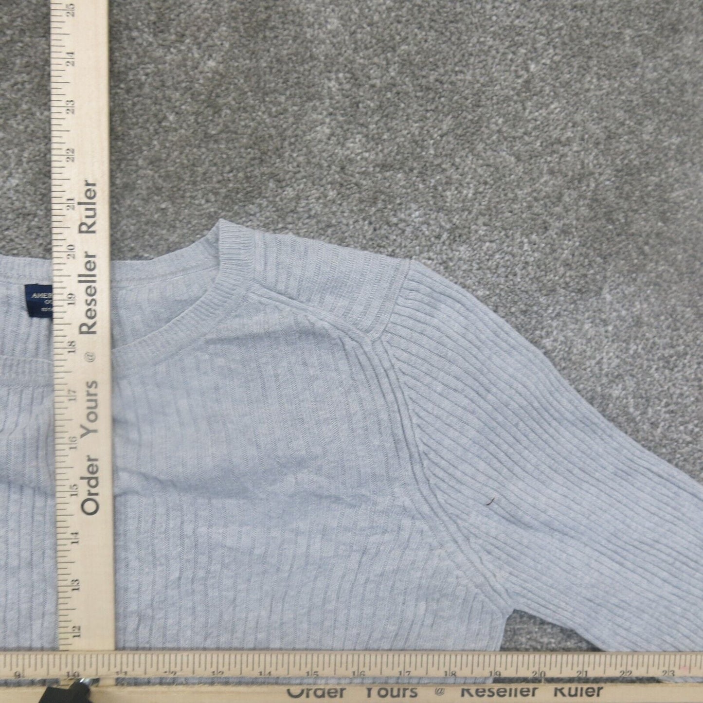 American Eagle Womens Pullover Knitted Sweater Long Sleeves Crew Neck White SZ L