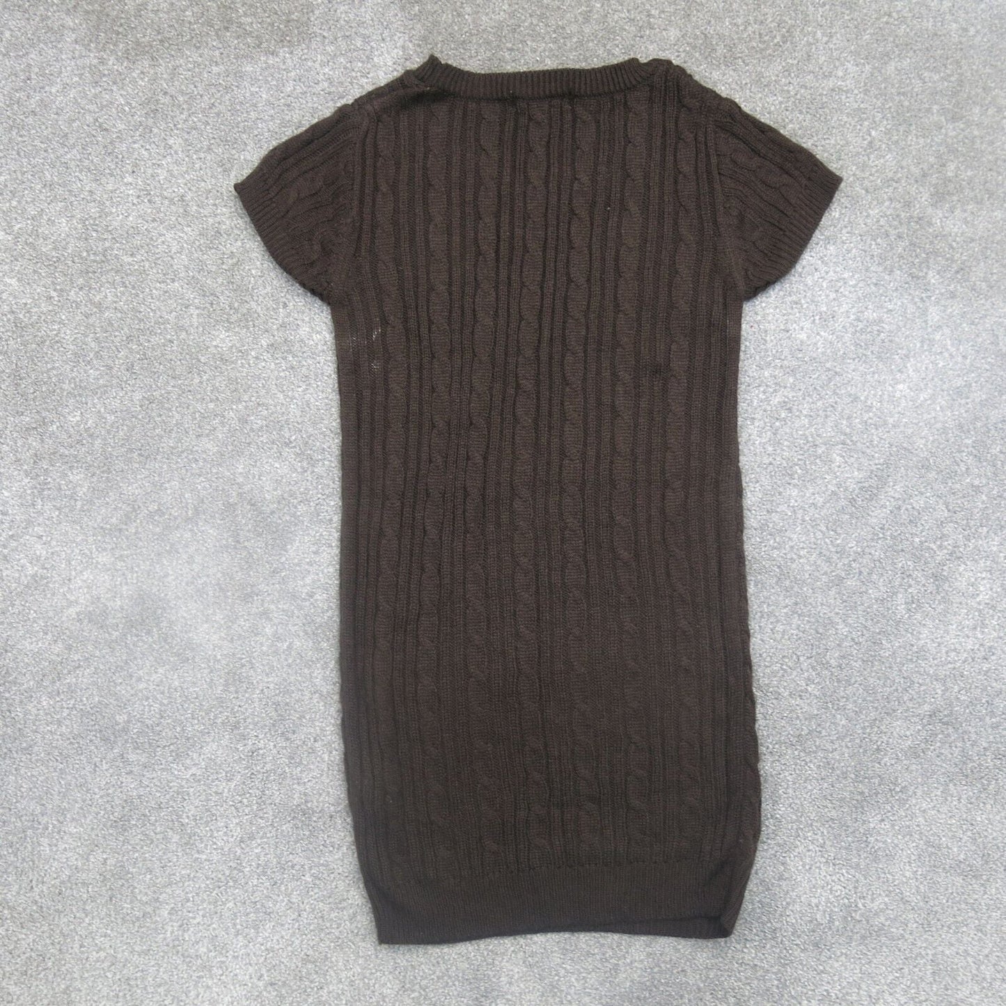 Forever 21 Womens Pullover Knitted Sweater Cap Sleeves Round Neck Brown Size S/P