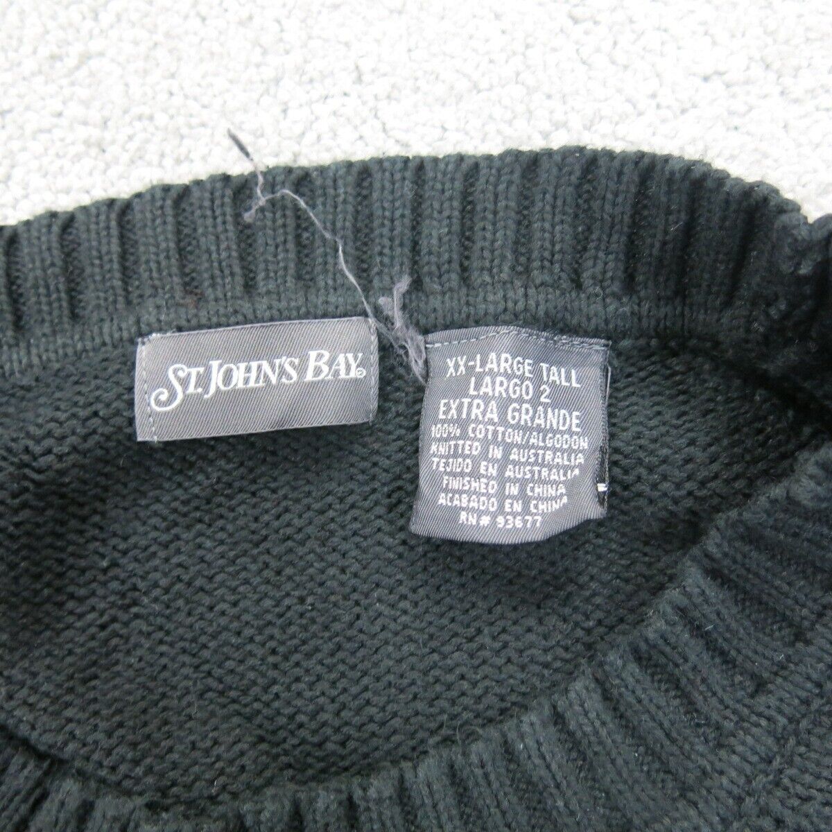 ST John Bay Womens Pullover Knitted Sweater Long Sleeves Black Size XX Large