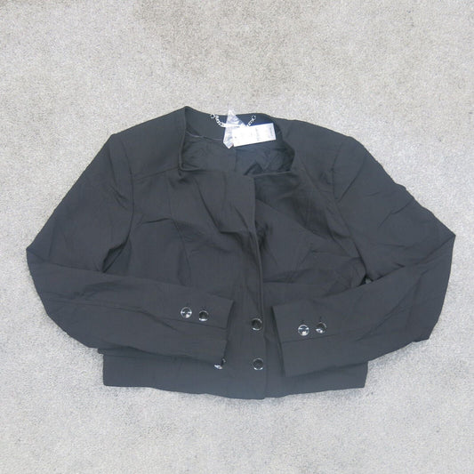 White House Black Market Womens Blazer Coat Long Sleeves Pockets Black Size 12