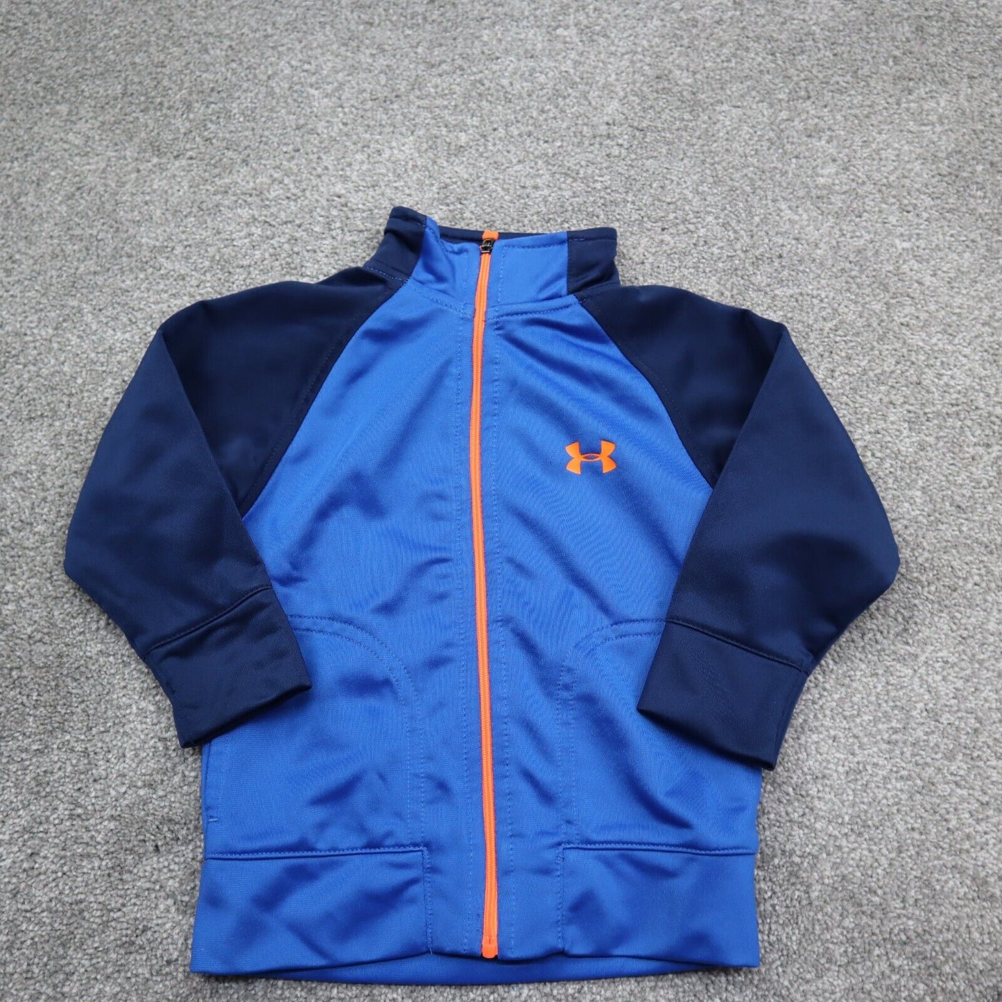 Under Armour Jacket Boys 18M Blue Navy Full Zip Up Long Sleeve Pockets Mock Neck