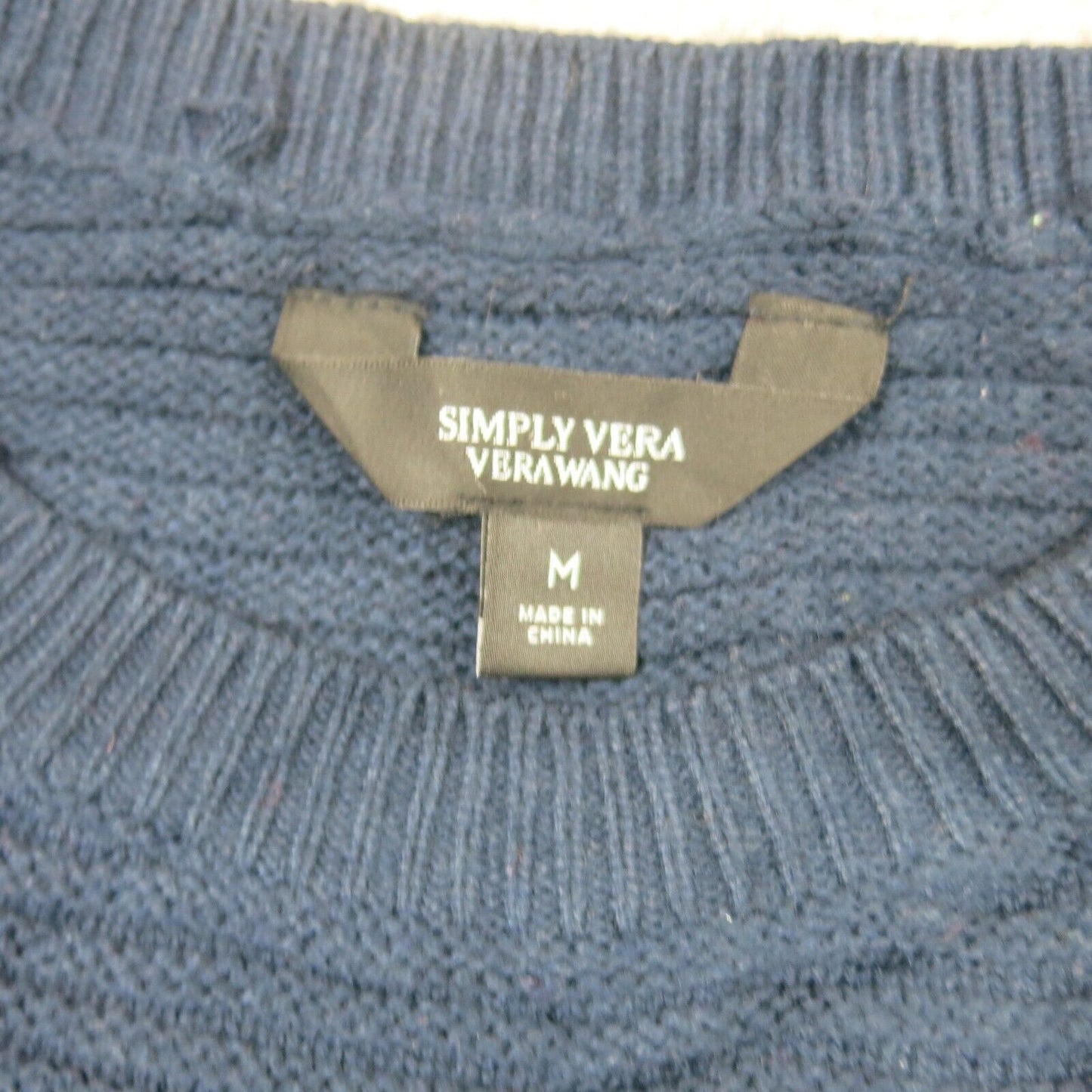 Simply Vera Vera Vang Womens Sweater Knitted Pullover Long Sleeve Navy Blue SZ M
