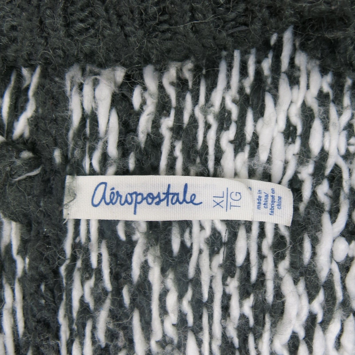 Aeropostale Womens Cardigan Sweater Hooded Long Sleeve Black White Size X Large