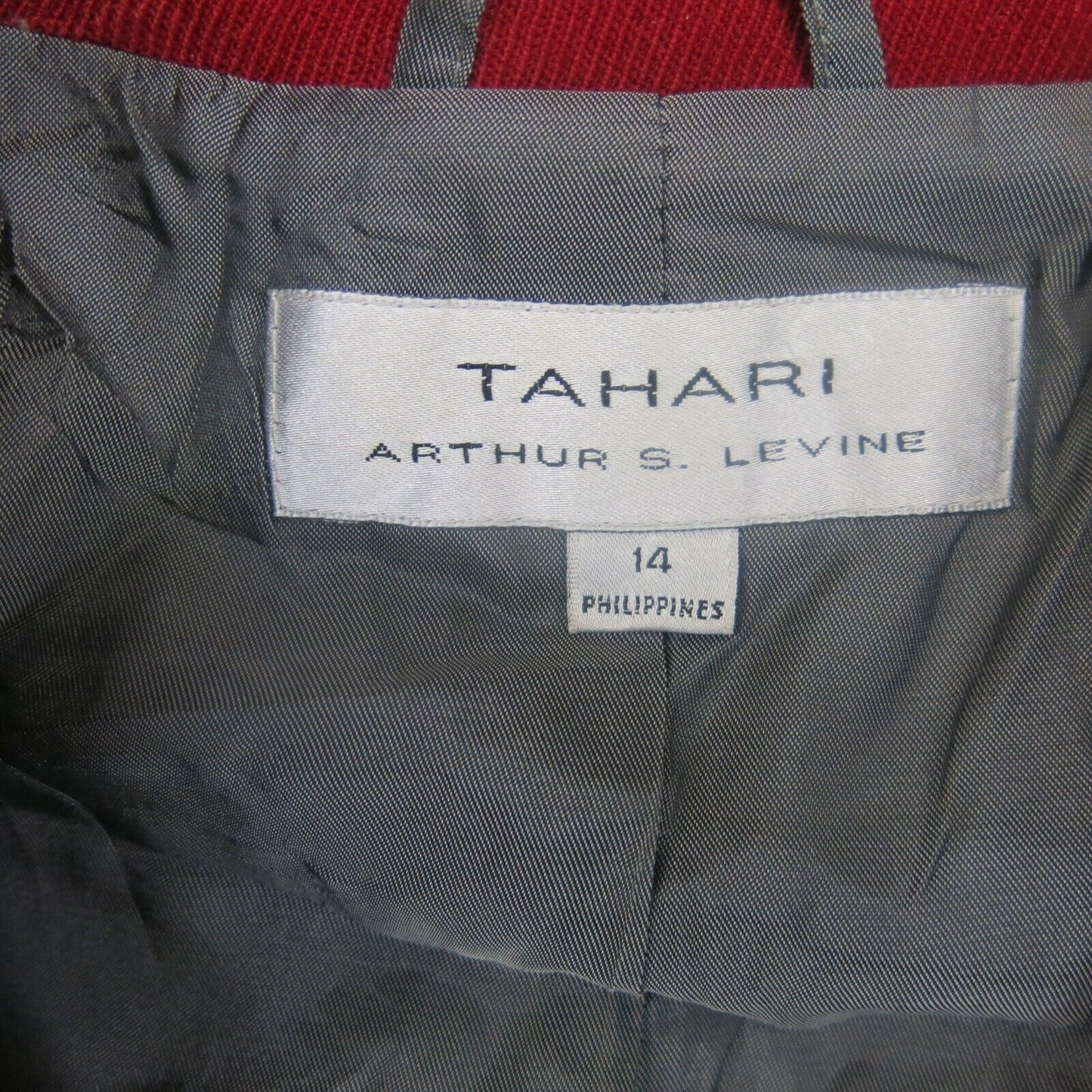 Tahari Womens Pea Coat Double Breasted Long Sleeves Front Button Red Size 14