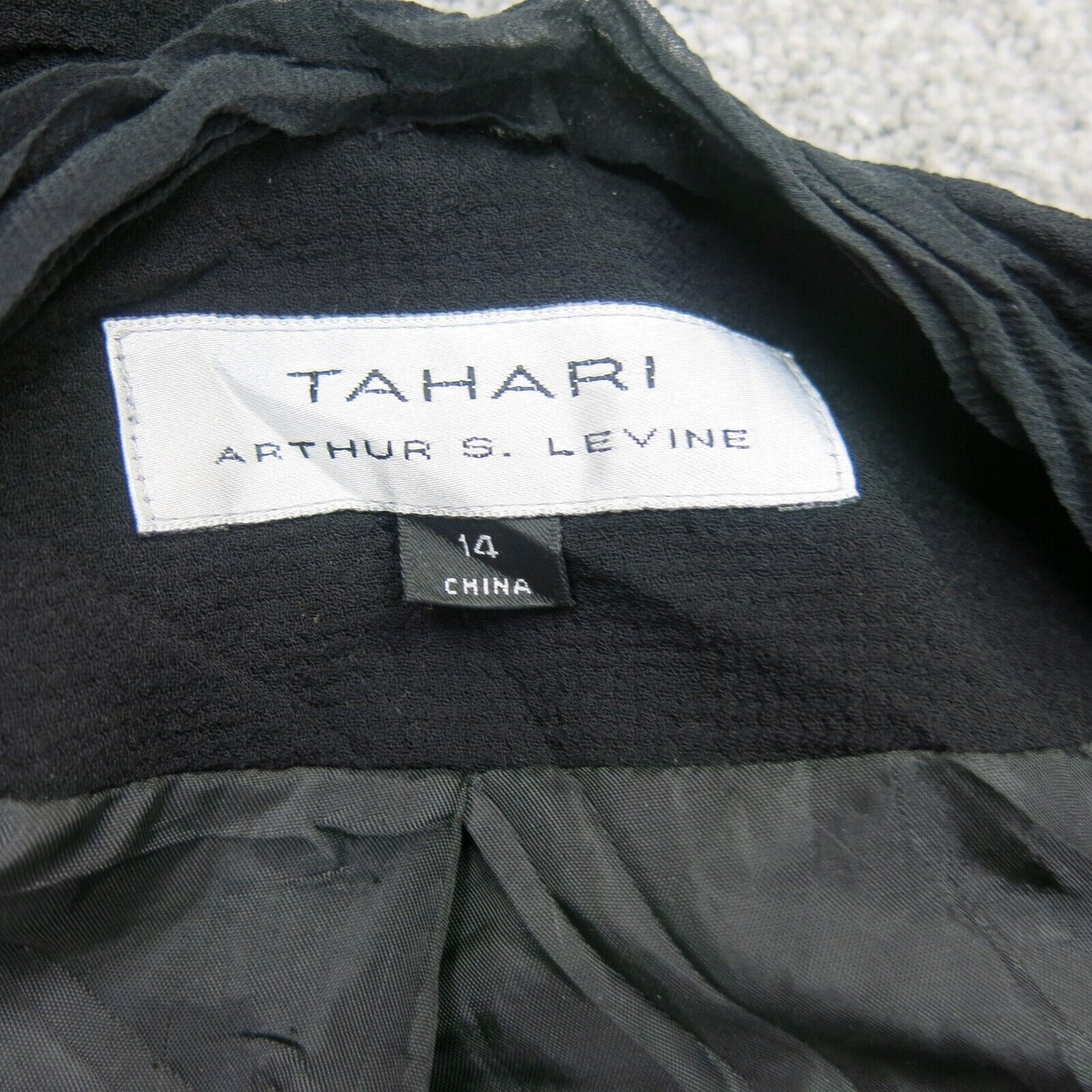 Tahari Womens Blazer Coat Long Sleeves Front Button Pockets Black Size 14