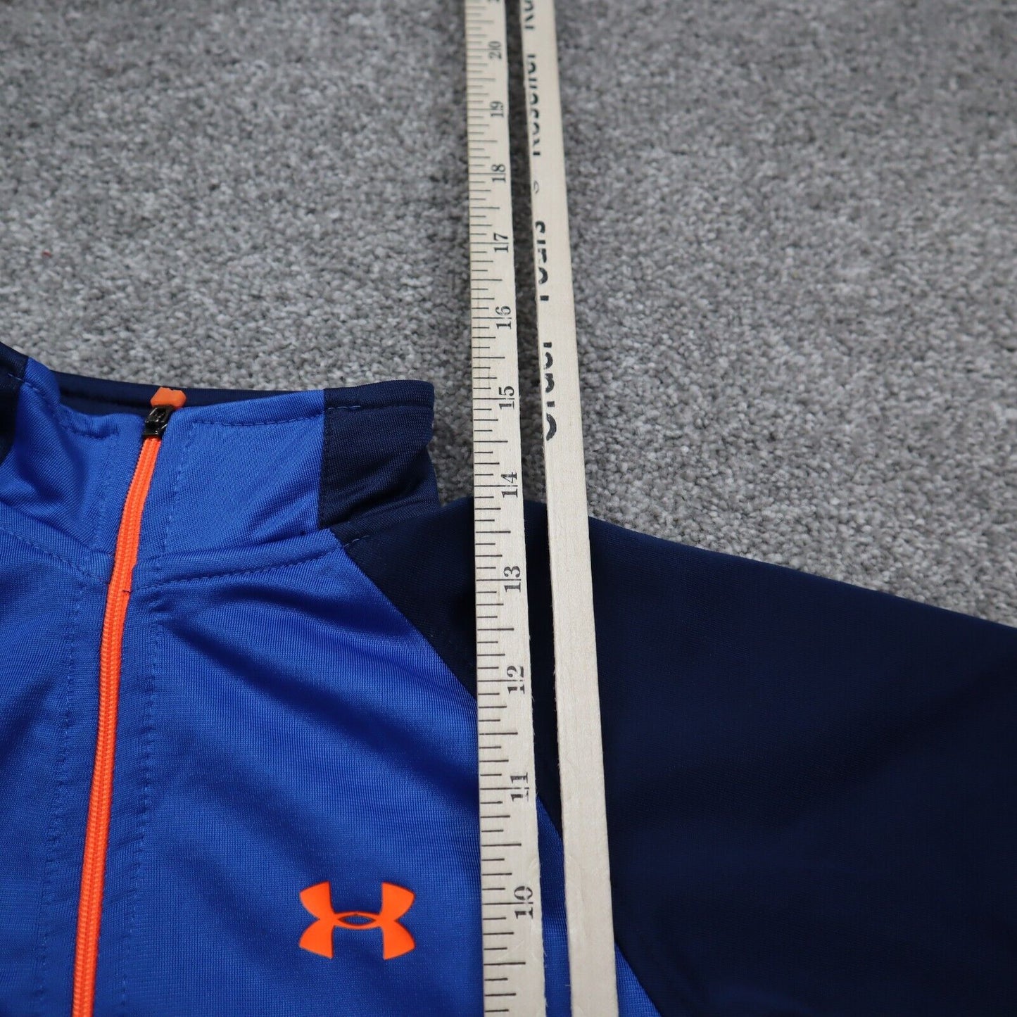 Under Armour Jacket Boys 18M Blue Navy Full Zip Up Long Sleeve Pockets Mock Neck