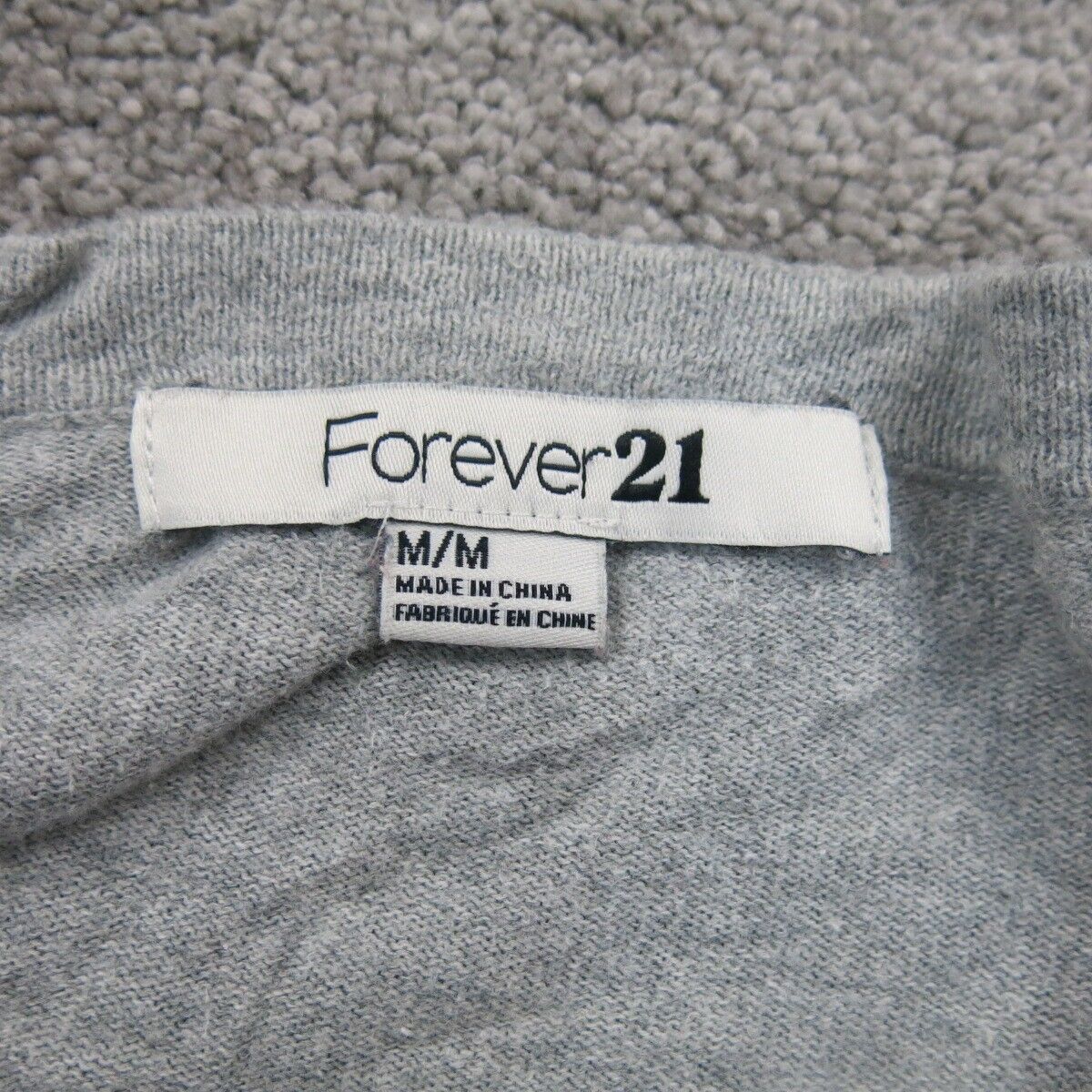 Forever 21 Womens Knitted Cardigan Sweater Button Long Sleeves Gray Size Medium
