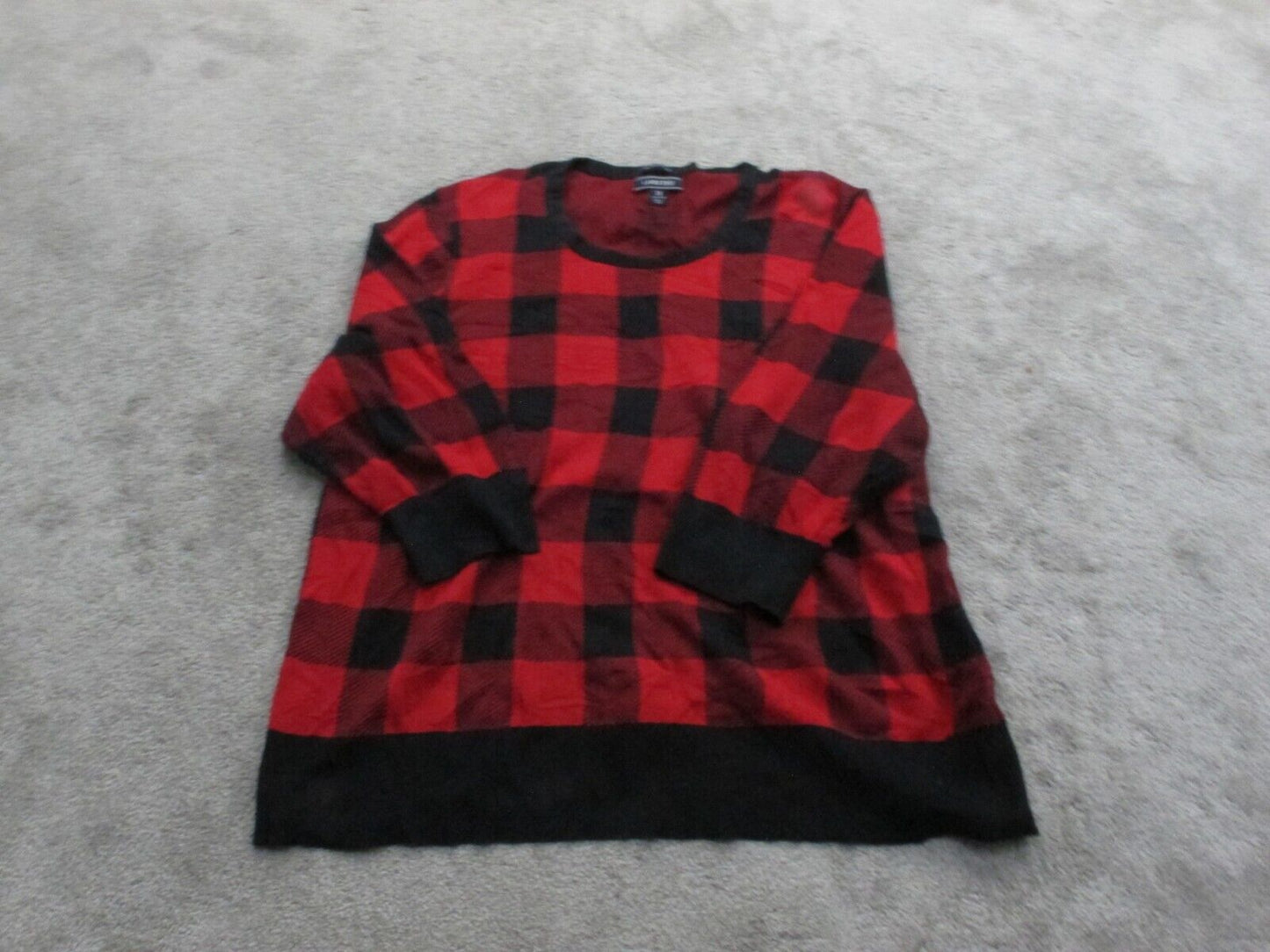 Lands End Women Knitted Sweater 34 Sleeve Round Neck 100% Supima Cotton Red 3X