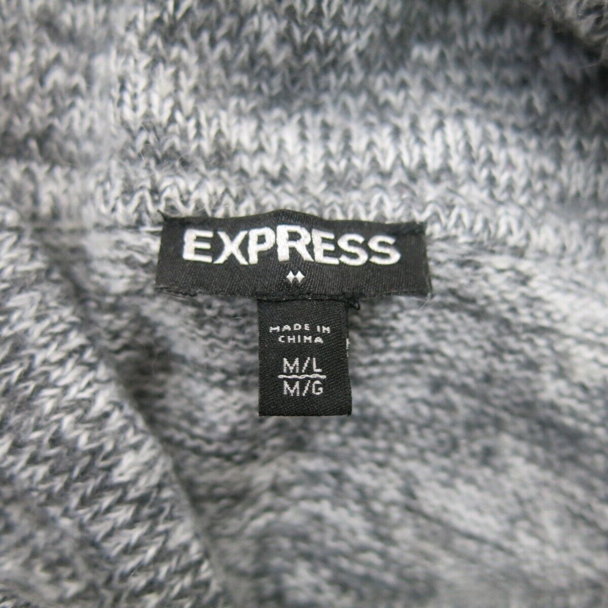 Express Womens Pullover Knitted Sweater Long Sleeves Cowl Neck Gray Size Medium