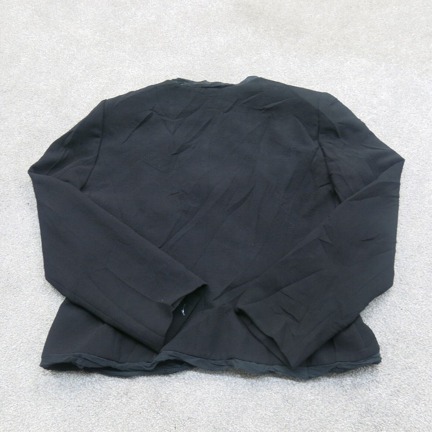 Tahari Womens Blazer Coat Long Sleeves Front Button Pockets Black Size 14