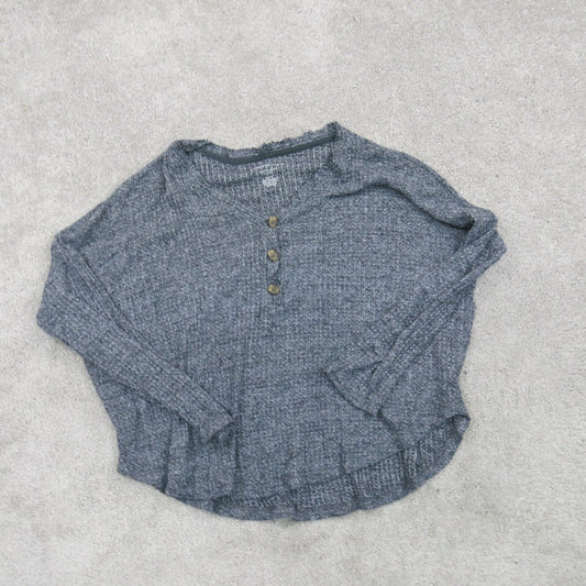 American Eagle Womens Hanley Sweater Knitted Long Sleeves Dark Gray Size Medium