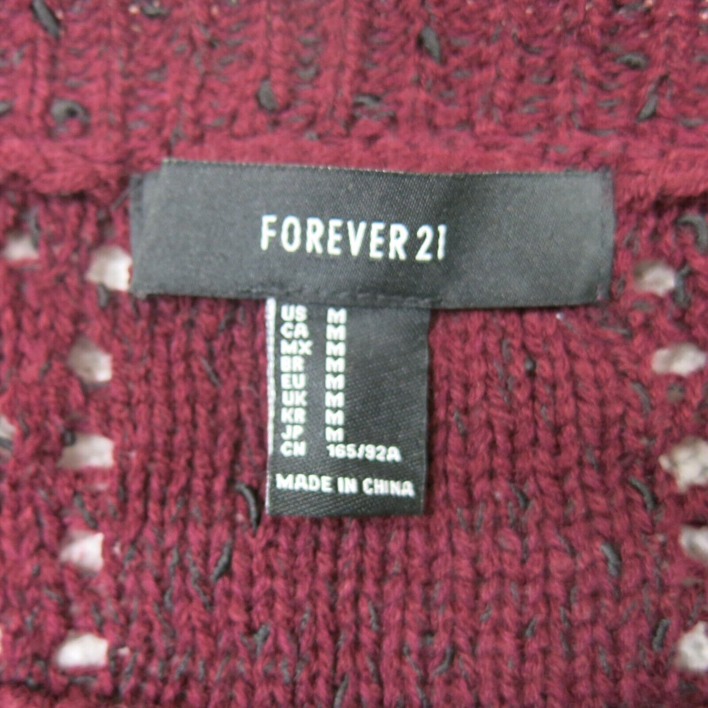 Forever 21 Womens Pullover Sweater Round Neck Long Sleeves Maroon Size Medium