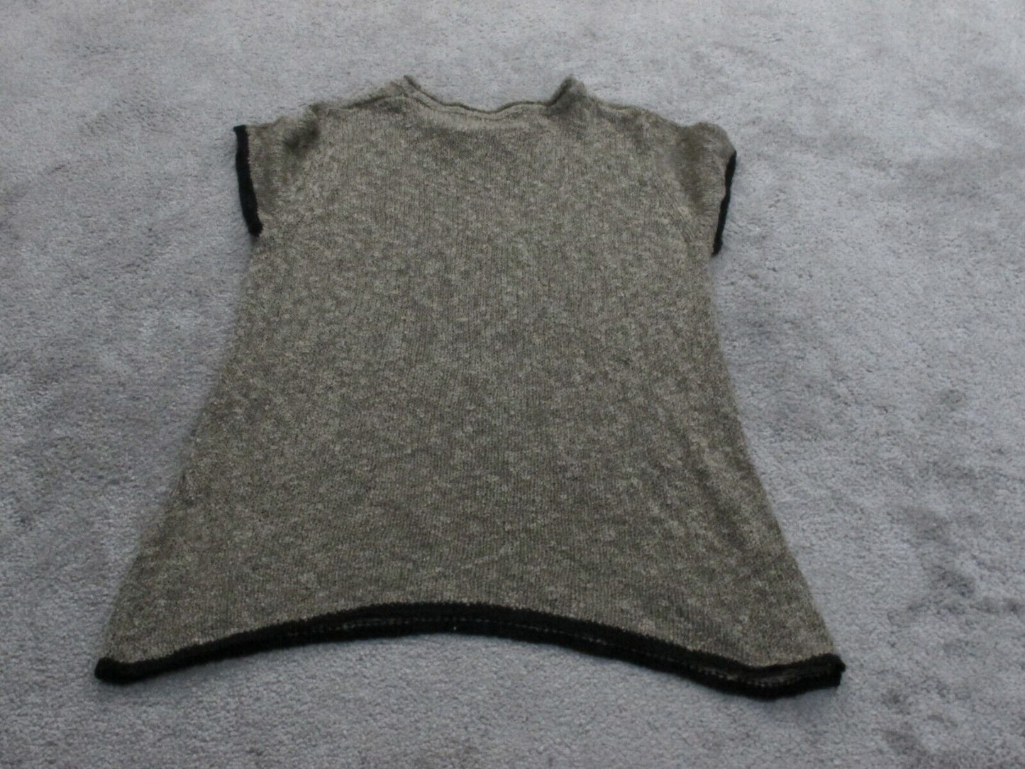 Zara Basic Womens Pullover Sweater Knitted Crew Neck Cap Sleeves Gray Size Small