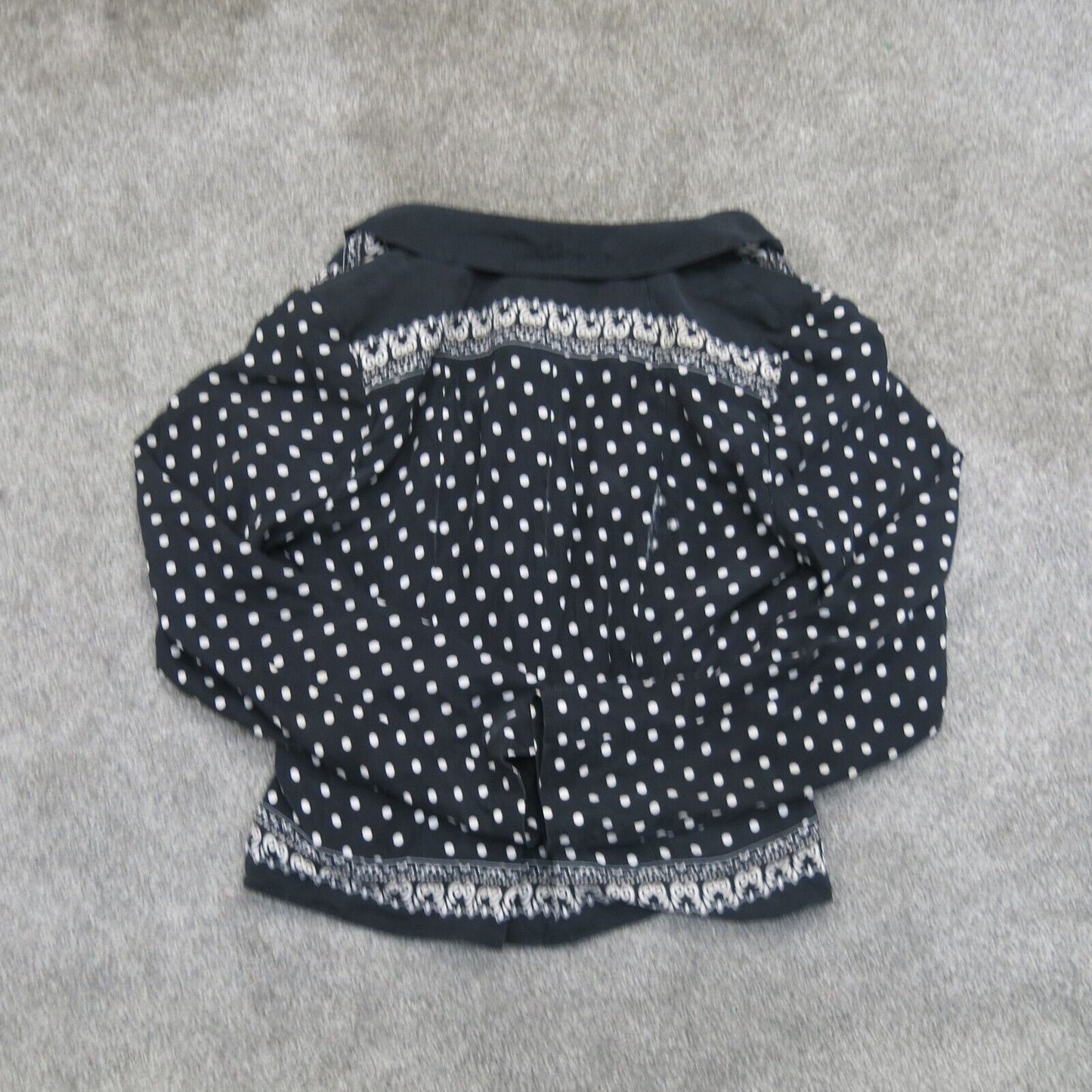 White House Black Market Womens Blazer Jacket Polka Dot Long Sleeves Black SZ 8