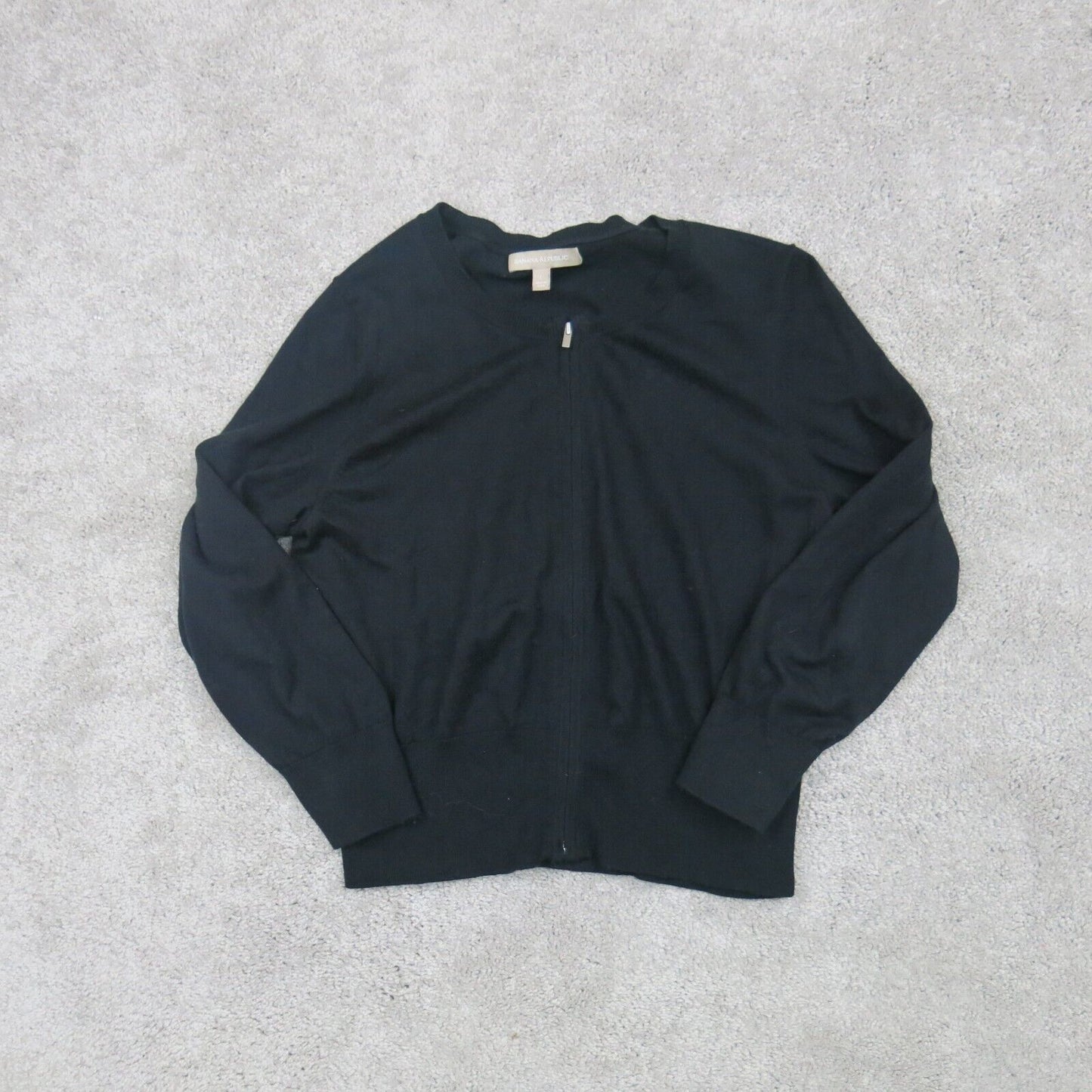 Banana Republic Womens Full Zip Up Sweater Long Sleeves Black Size Large