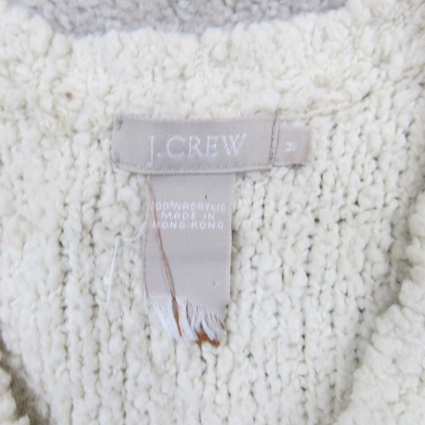 J. Crew Womens Pullover Sweater V Neck Long Sleeves 100% Acrylic Ivory SZ Medium