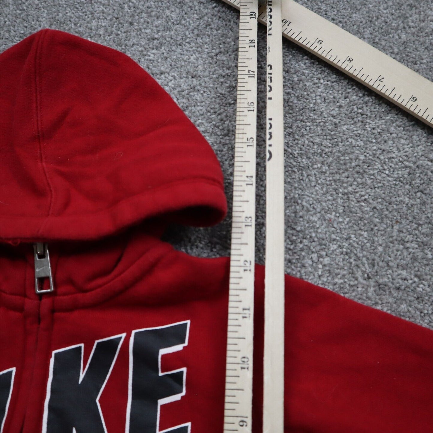 Nike Hoodie Jacket Boys Size 18M Red Full Zip Up Jacket Long Sleeve Solid Logo