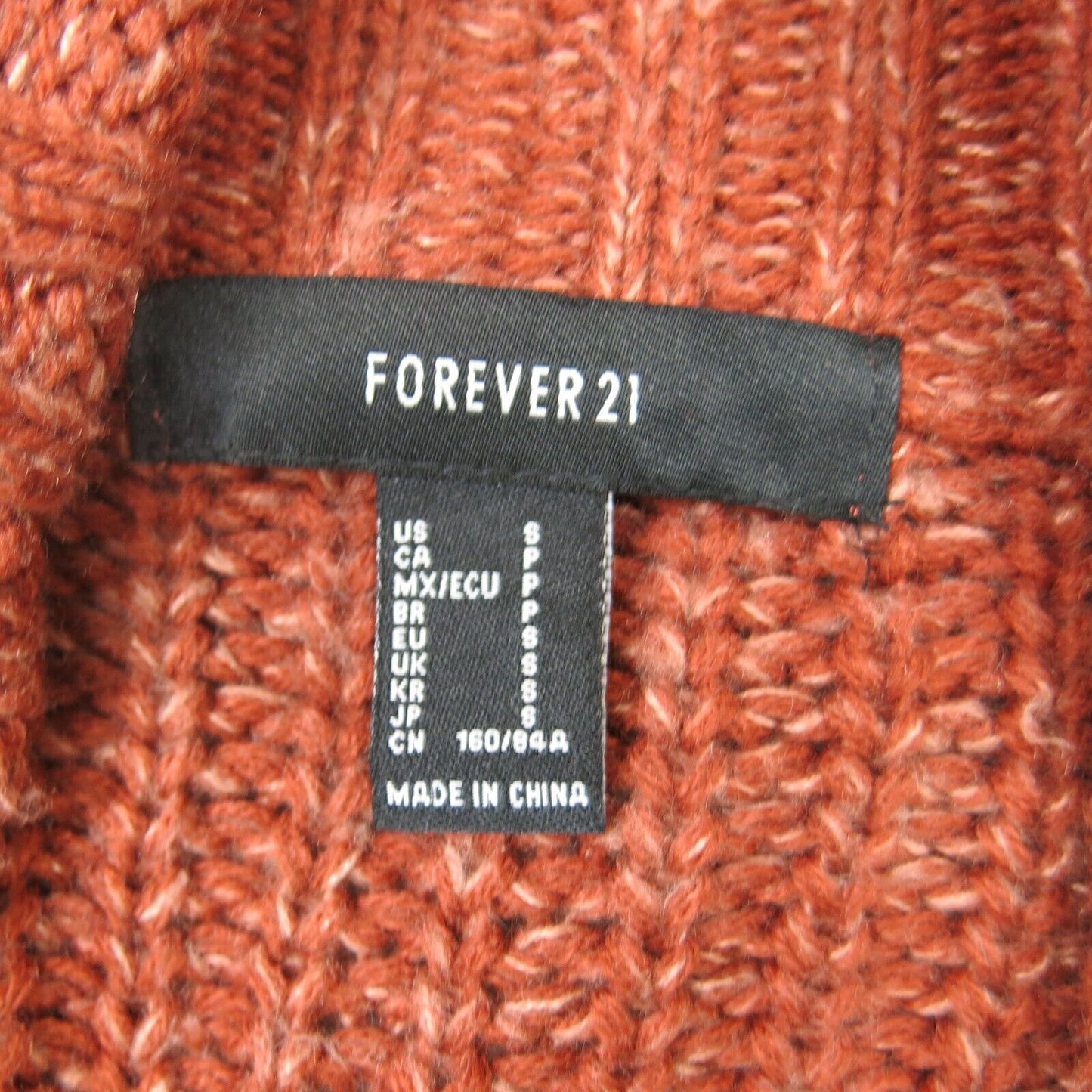 Forever 21 Womens Cardigan Sweater Open Front Pockets Dark Orange Size Small