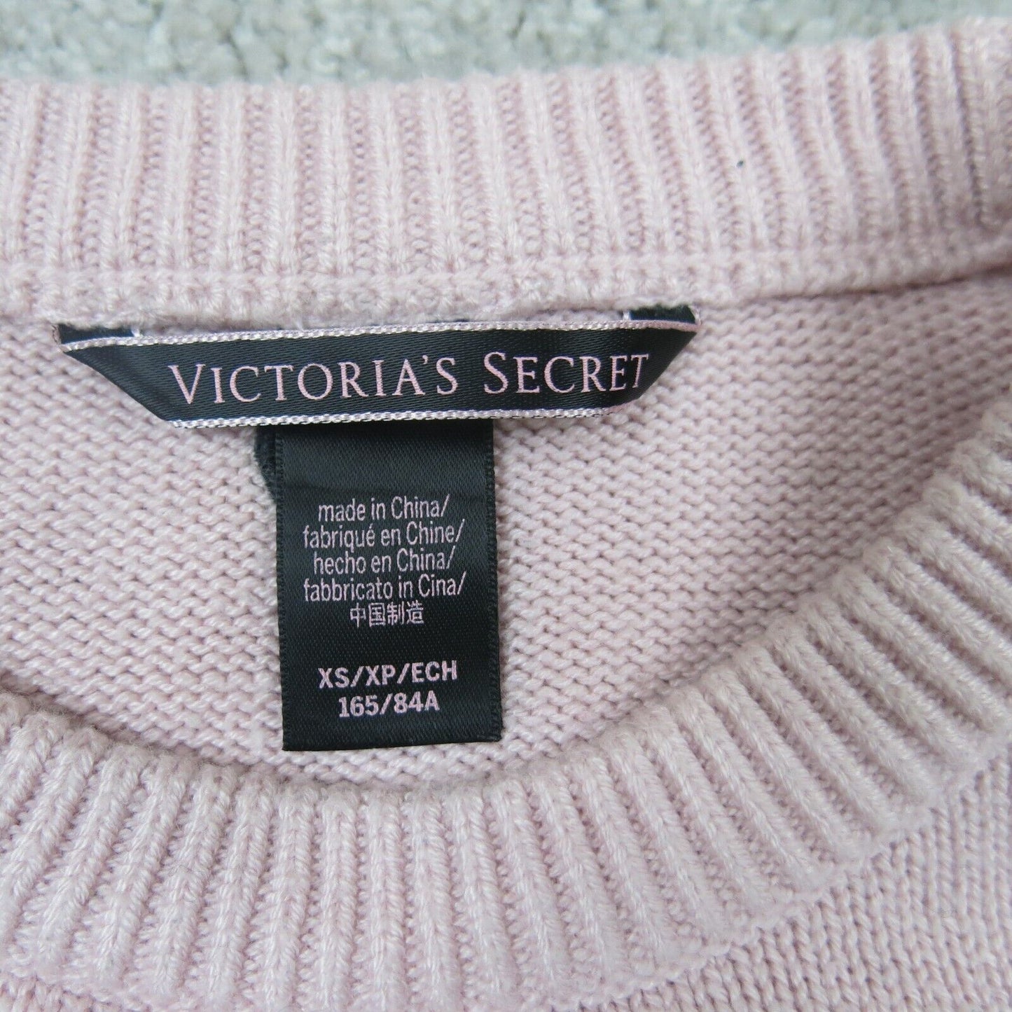 Victoria Secret Womens Pullover Sweater Crew Neck Long Sleeves Pink Size X Small