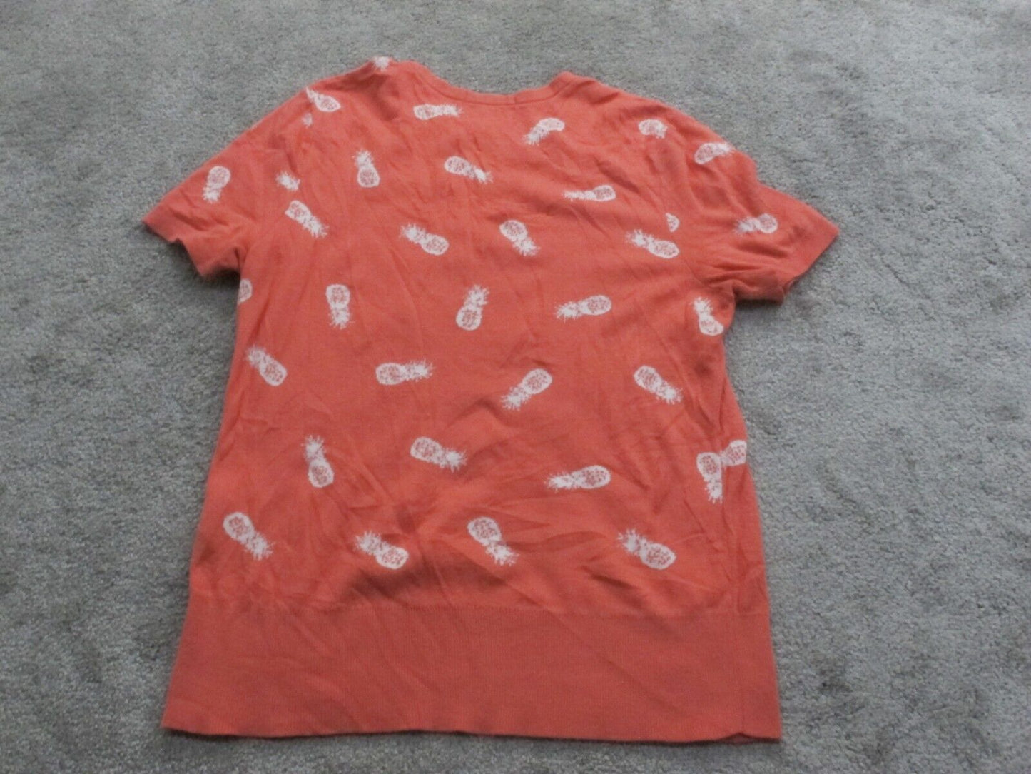 Lands End Women Knitted Sweater Short Sleeve 100% Supima Cotton Orange Size M